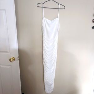 PrettyLittleThing white ruched maxi dress